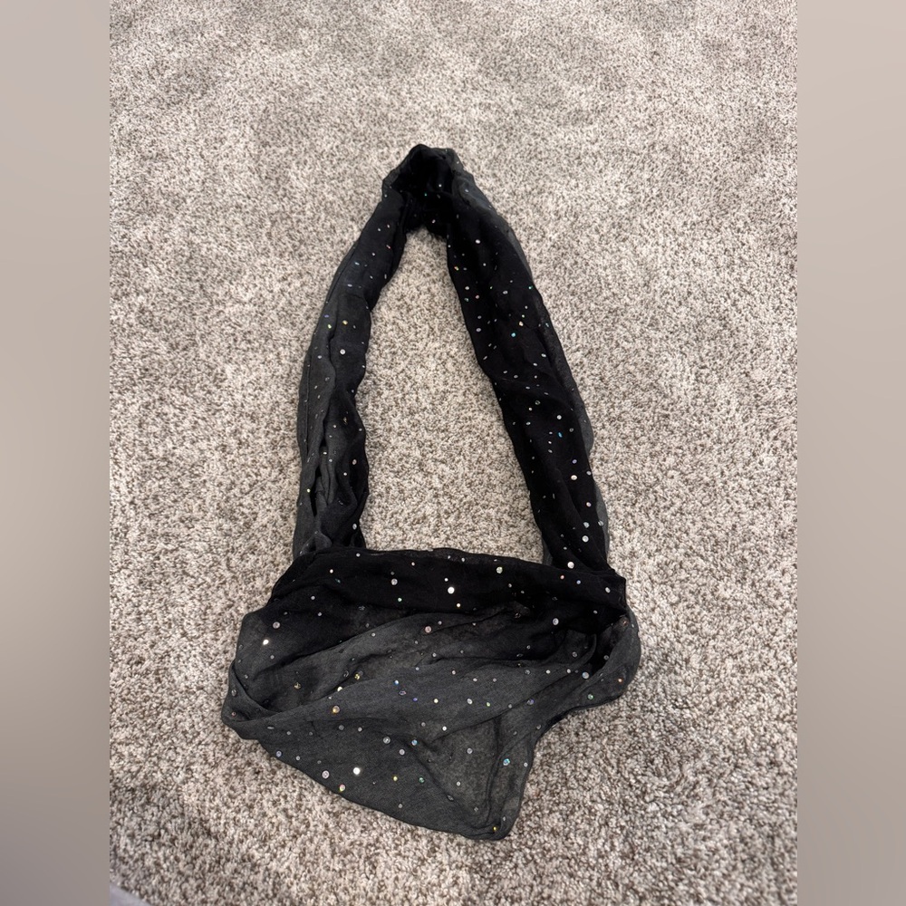 Elegant Black & Gray Scarf with Sparkling Accents